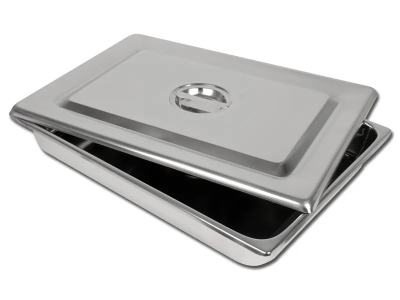 [A00011041] - Vassoio+coperchio inox 440x320x64 mm