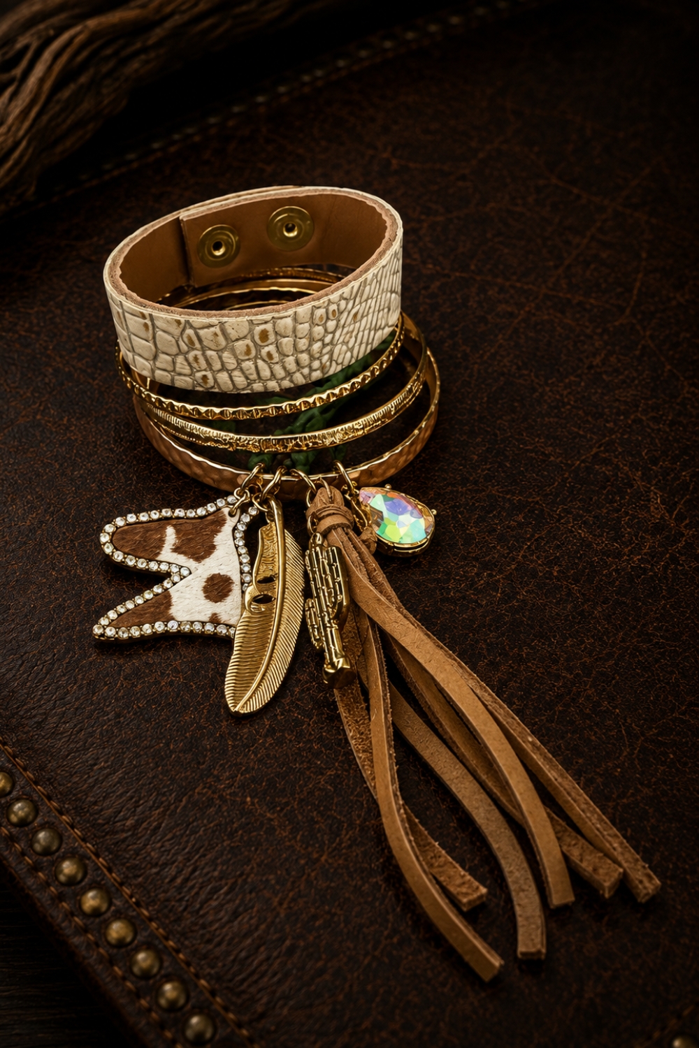 Saddle & Gold Bracelet Set