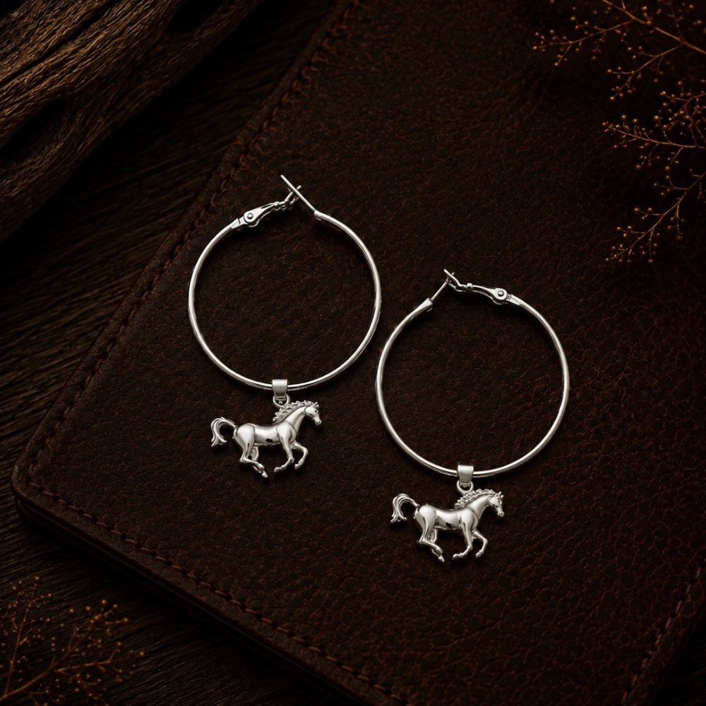 Running Free Horse Hoop Earrings