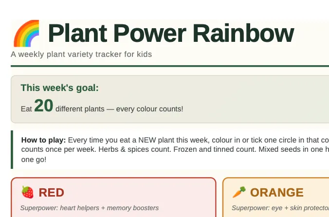 Rainbow Food Tracker FREE DOWNLOAD