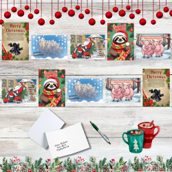 Christmas Card Pack Of 10 With 5 Different Designs - Set 2