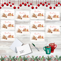 Personalised Christmas Card Pack Of 10 - Gingerbread Family