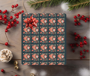 Cute Sloth Christmas Gift Wrapping Paper - 2 sheets & 4 tags