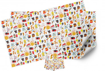 Gift Wrapping Paper Party Design - 2 sheets & 4 tags