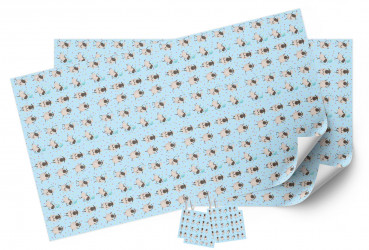 Gift Wrapping Paper Party Sheep Design - 2 sheets & 4 tags