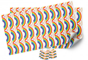 Gift Wrapping Paper Rainbow Design - 2 sheets & 4 tags