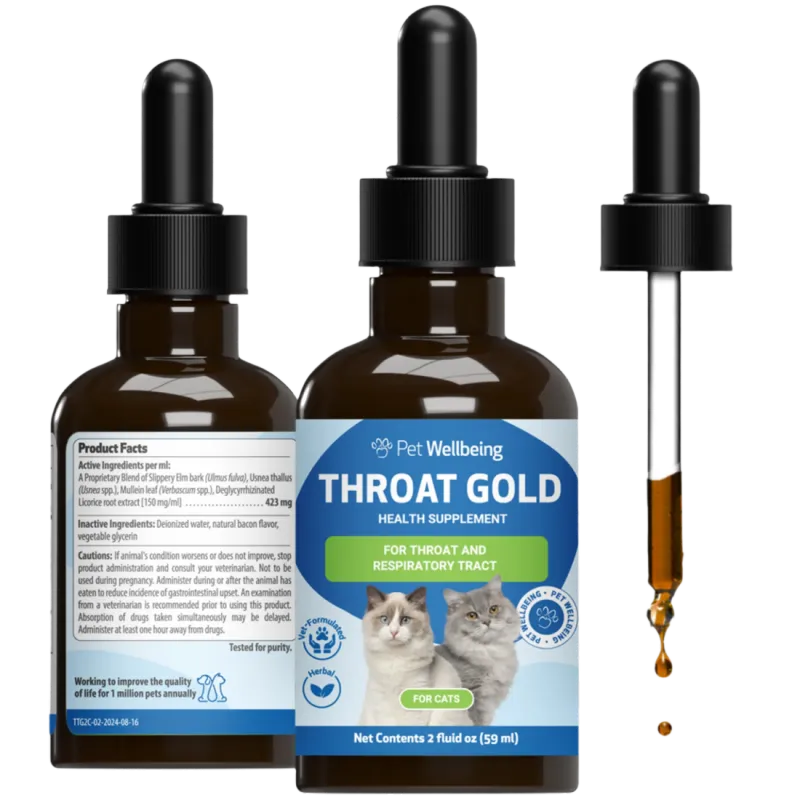 Pet Wellbeing Throat Cough Gold for Cats & Dogs