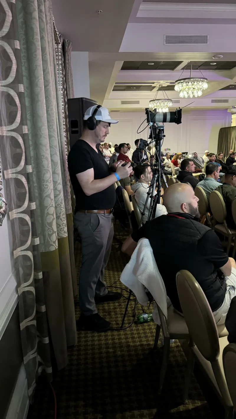 Filming a keynote from the side aisle