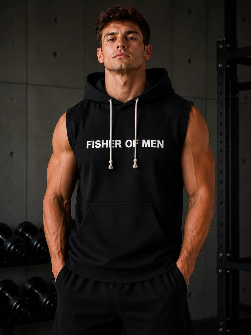 Fisher of Men Black Sleeveless Sweatshirt Hoodie