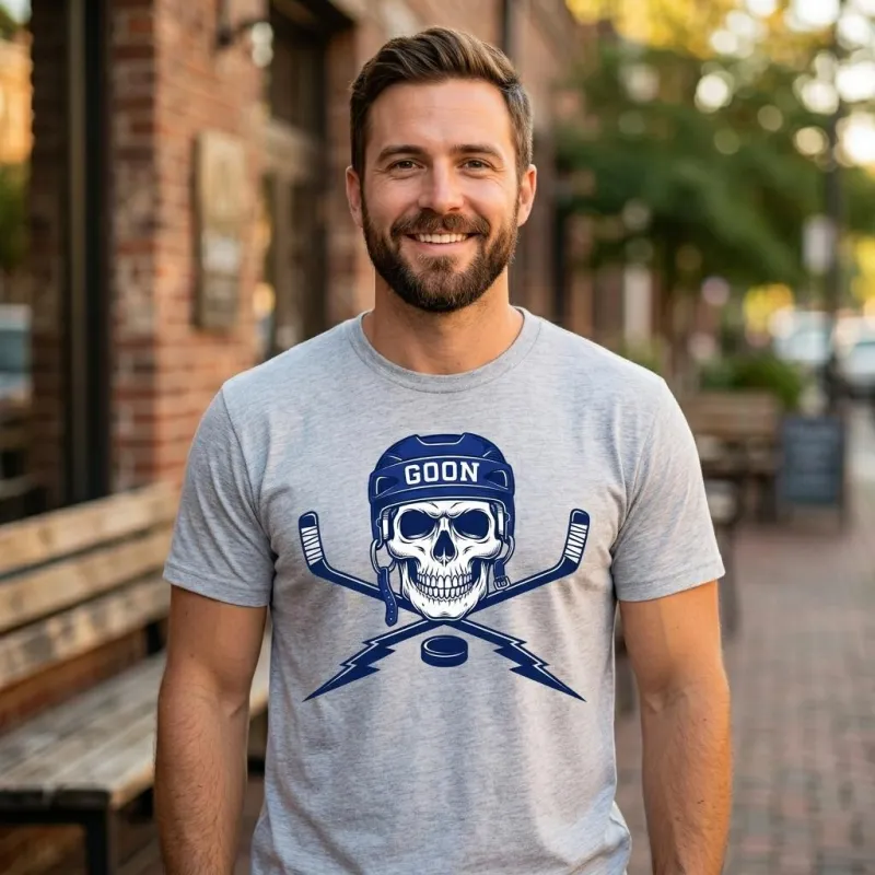 Hockey Goon Skull T-Shirt | Funny Goon Hockey Shirt