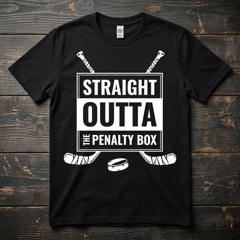 Straight Outta the Penalty Box Funny Hockey T-Shirt