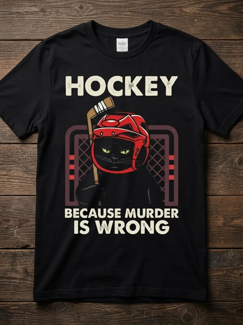 Hockey Because Murder Is Wrong Funny Goalie T-Shirt