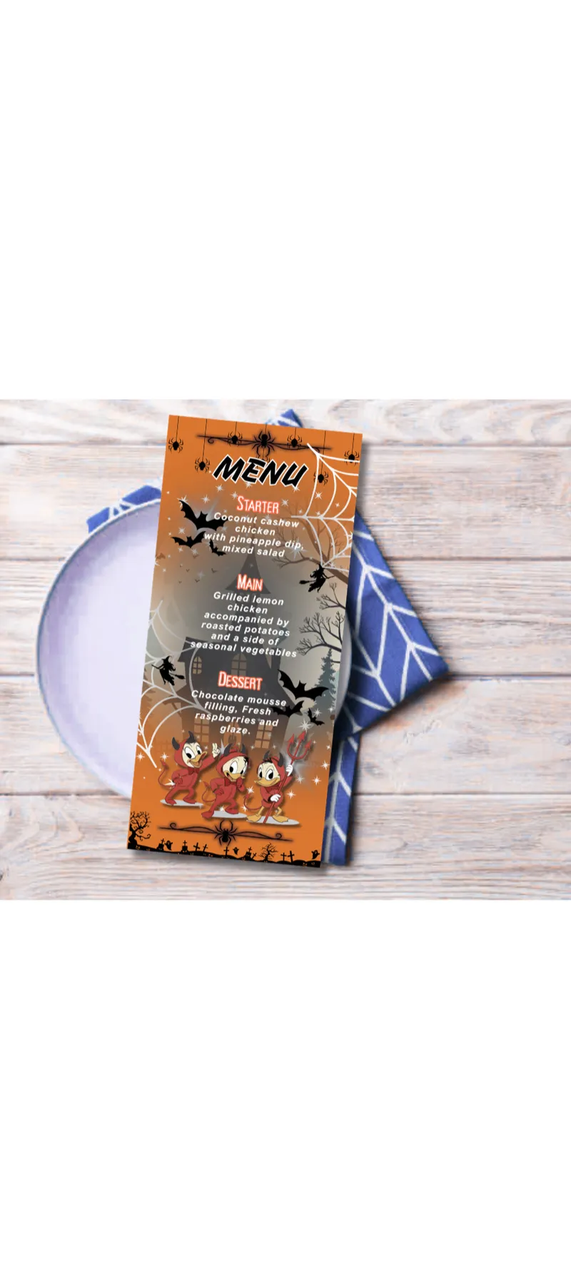 Donald Duck Halloween Party Menu