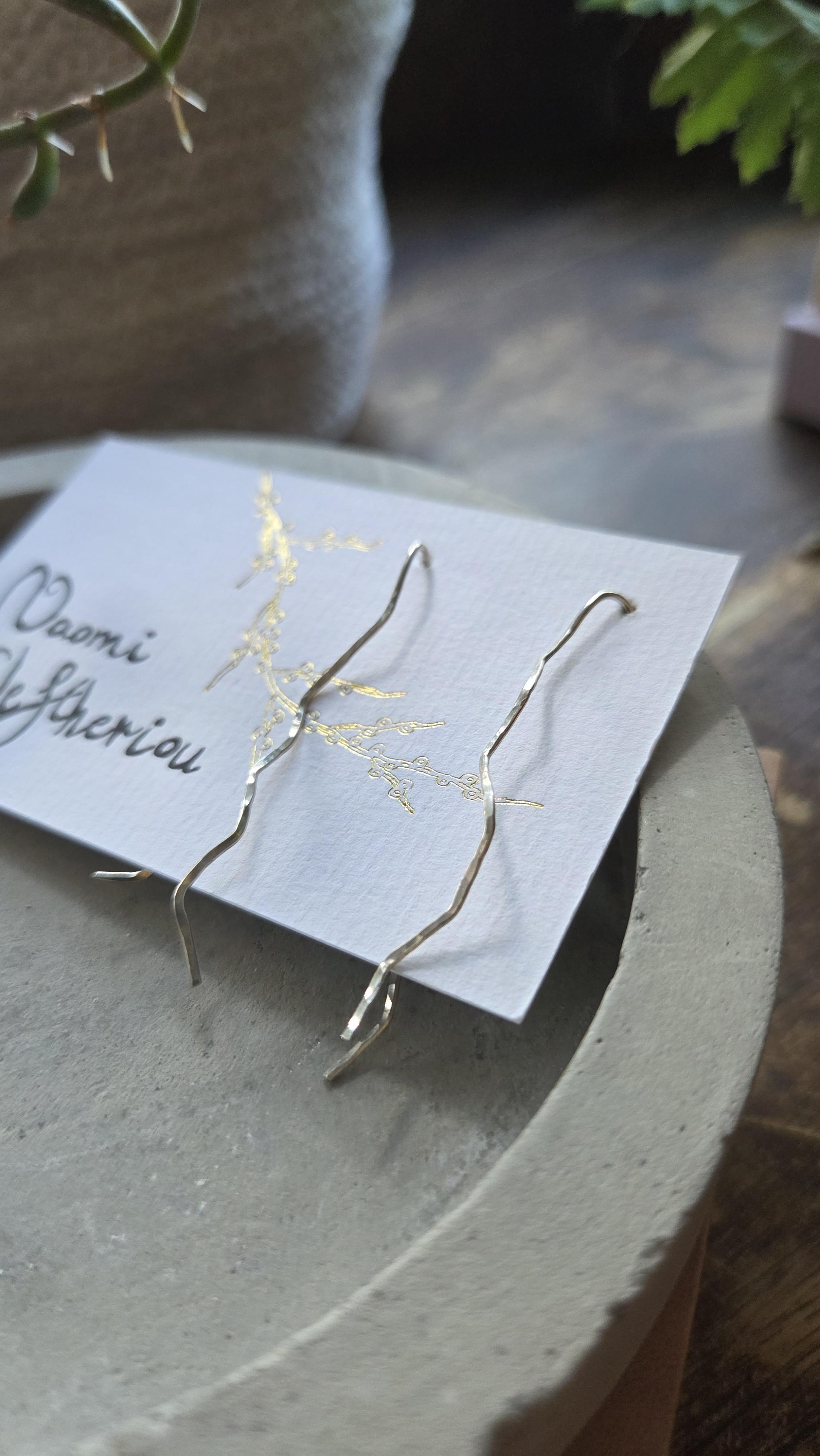 'Marks and Lines' Wire Earrings (Squiggly Hammered Spaghetti)