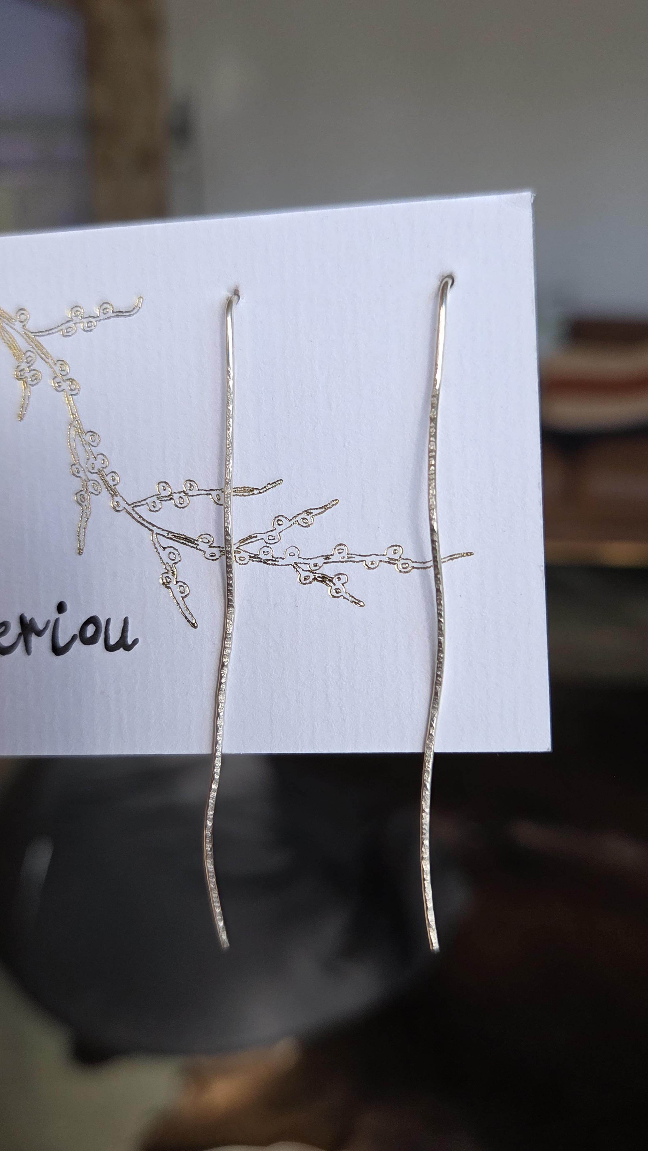 'Marks and Lines' Wire Earrings (Long Textured Spaghetti)