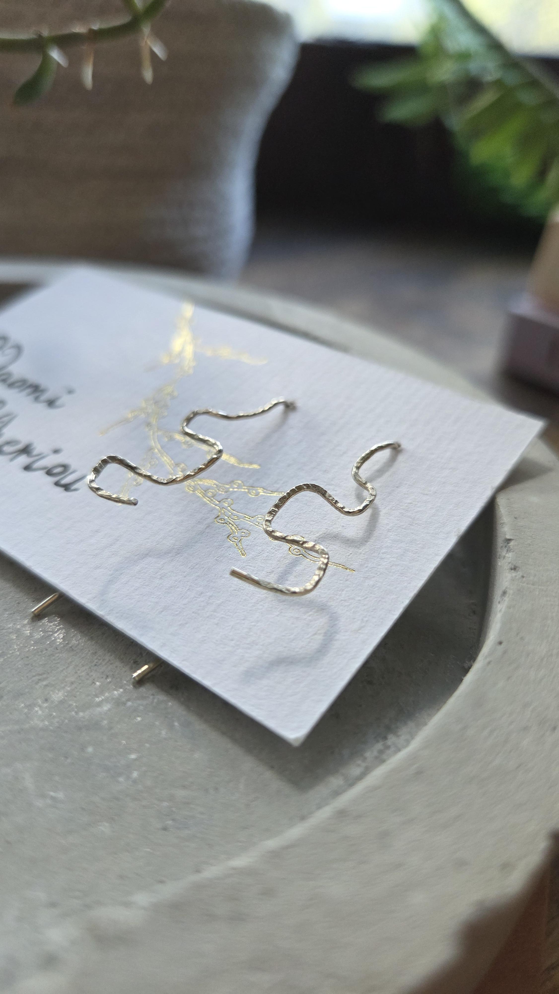 'Marks and Lines' Wire Earrings (Square Textured Spaghetti)