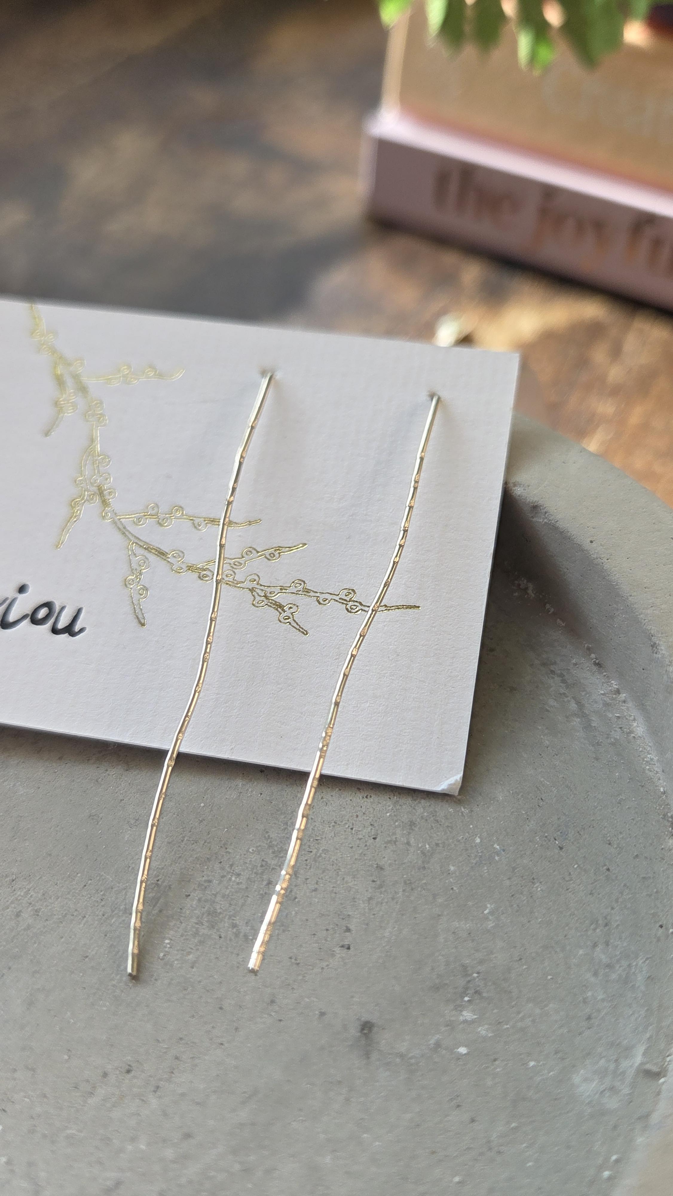 'Marks and Lines' Wire Earrings (Long Dotted Spaghetti)