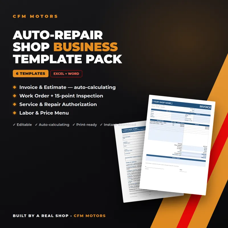 Auto-Repair Shop Business Template Pack
