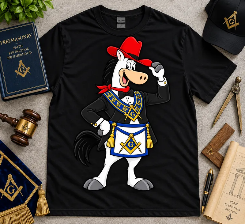  Cowboy Brother | Masonic Cartoon Cowboy Horse T-Shirt