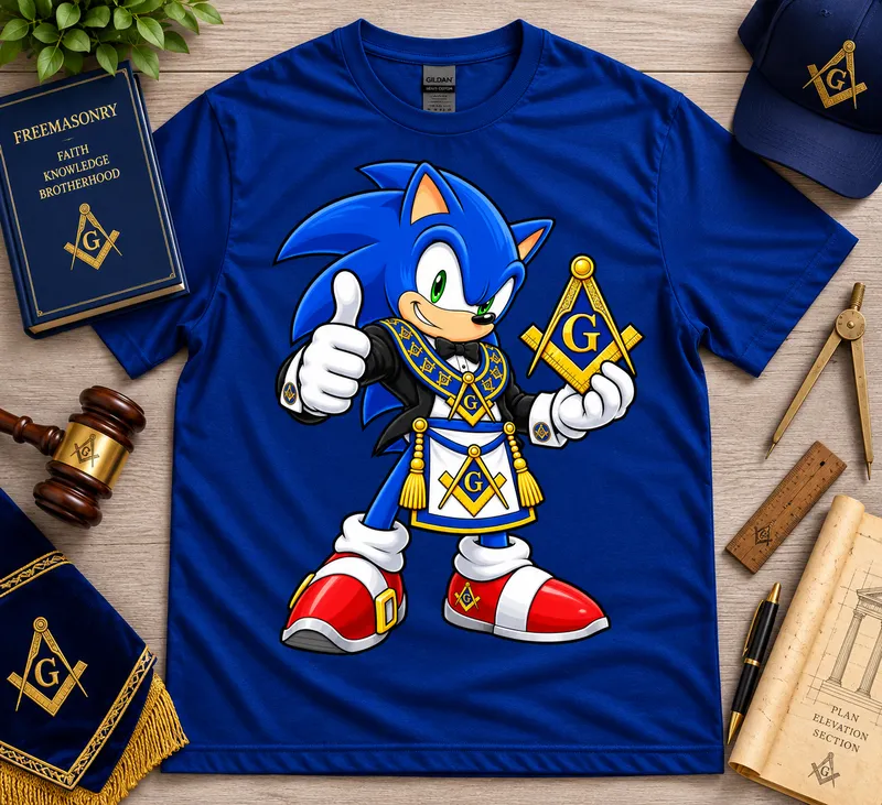 Blue Hedgehog Brother | Masonic Blue Hedgehog T-Shirt