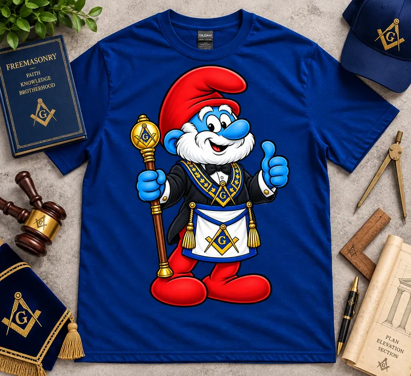 Blue Wizard Brother | Masonic Blue Cartoon Wizard T-Shirt