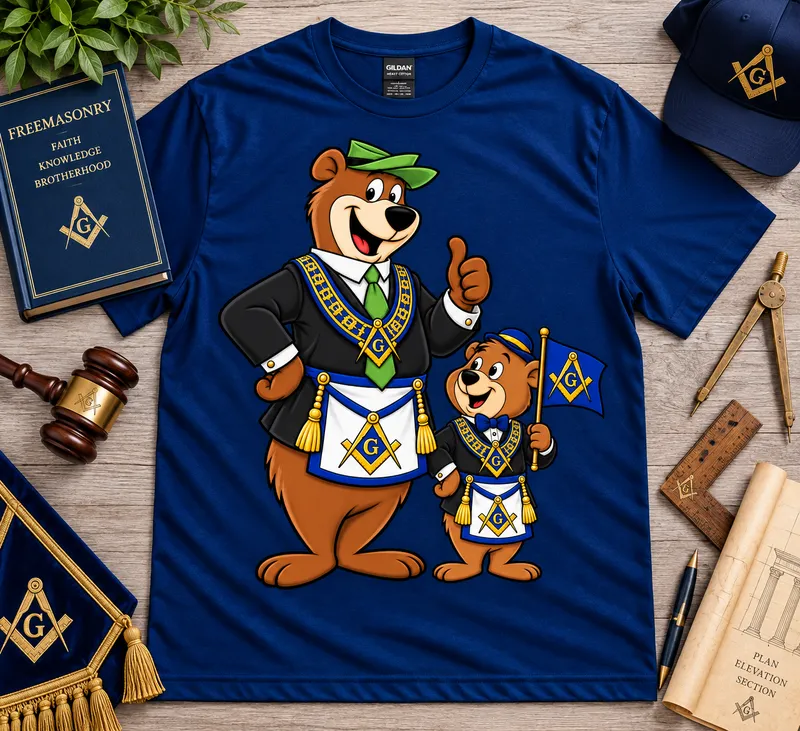 Bear Brotherhood | Masonic Cartoon Bear Duo T-Shirt