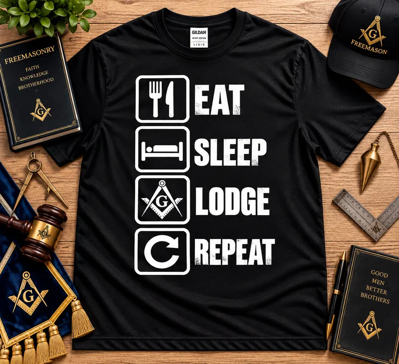 Eat Sleep Lodge Repeat – Masonic T-Shirt