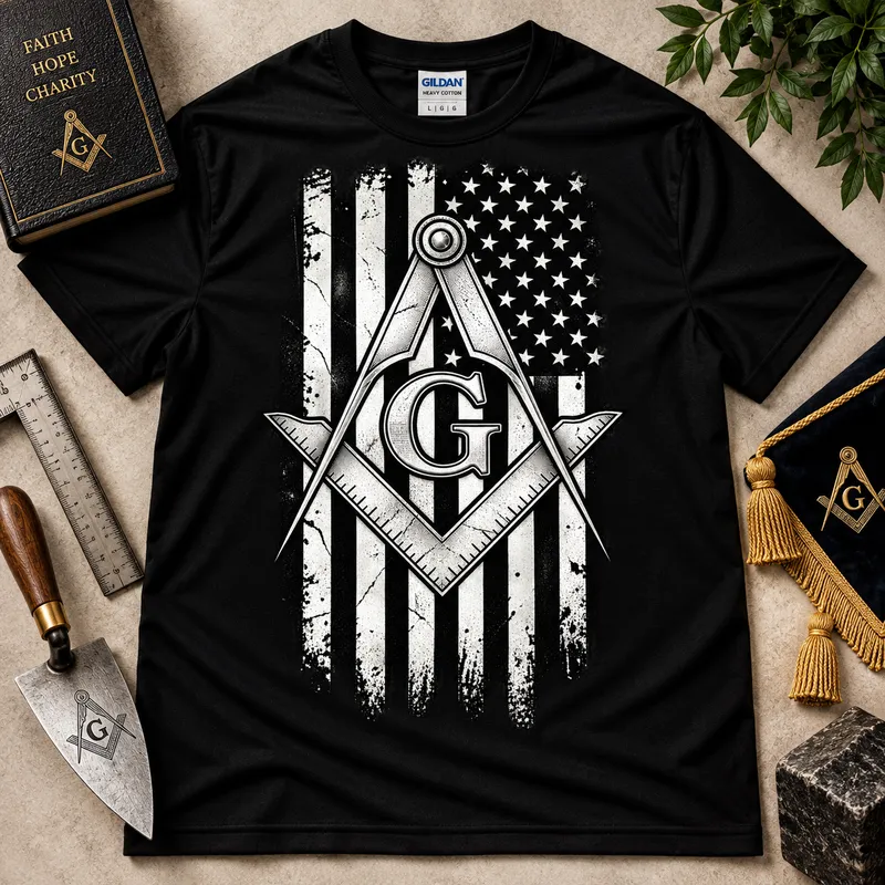 Black & White Flag – Masonic T-Shirt