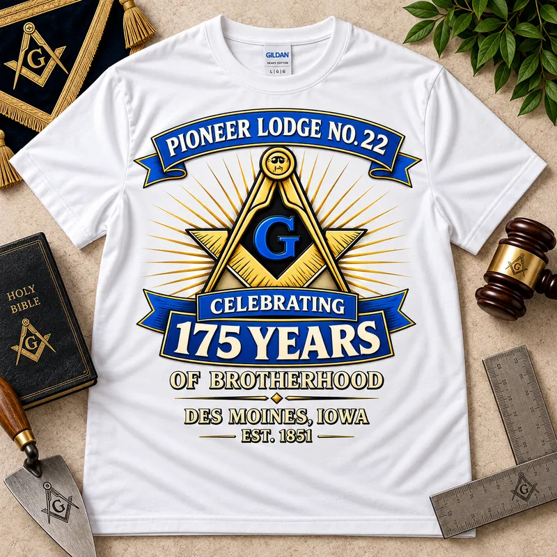 Pioneer Lodge No. 22 – 175th Anniversary Masonic T-Shirt