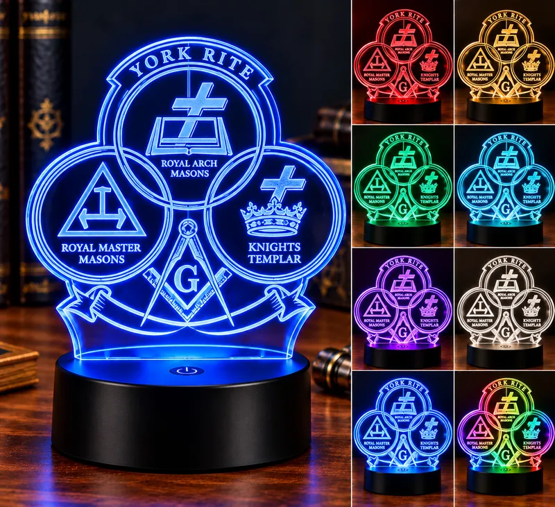 York Rite Masonic Color-Changing LED Acrylic Display Light