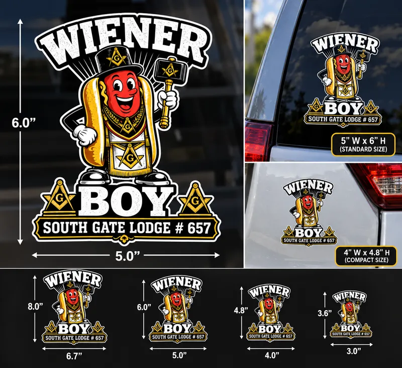 Wiener Boy – South Gate Lodge #657 Masonic Car Decal