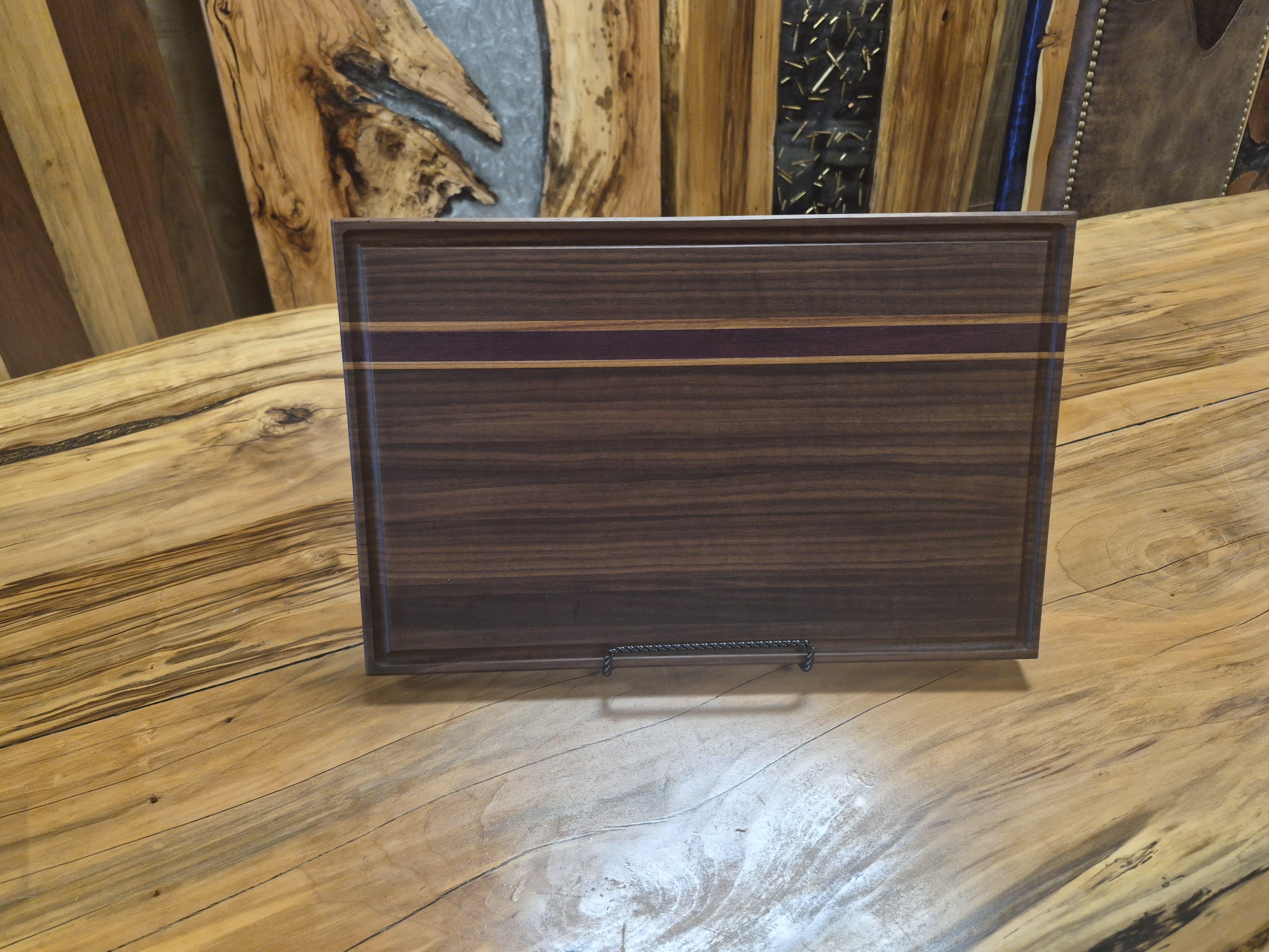Black Walnut, Canarywood and PurpleHeart Cutting Board