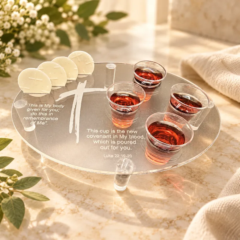 4 Holes Communion Tray Oval - Perspex