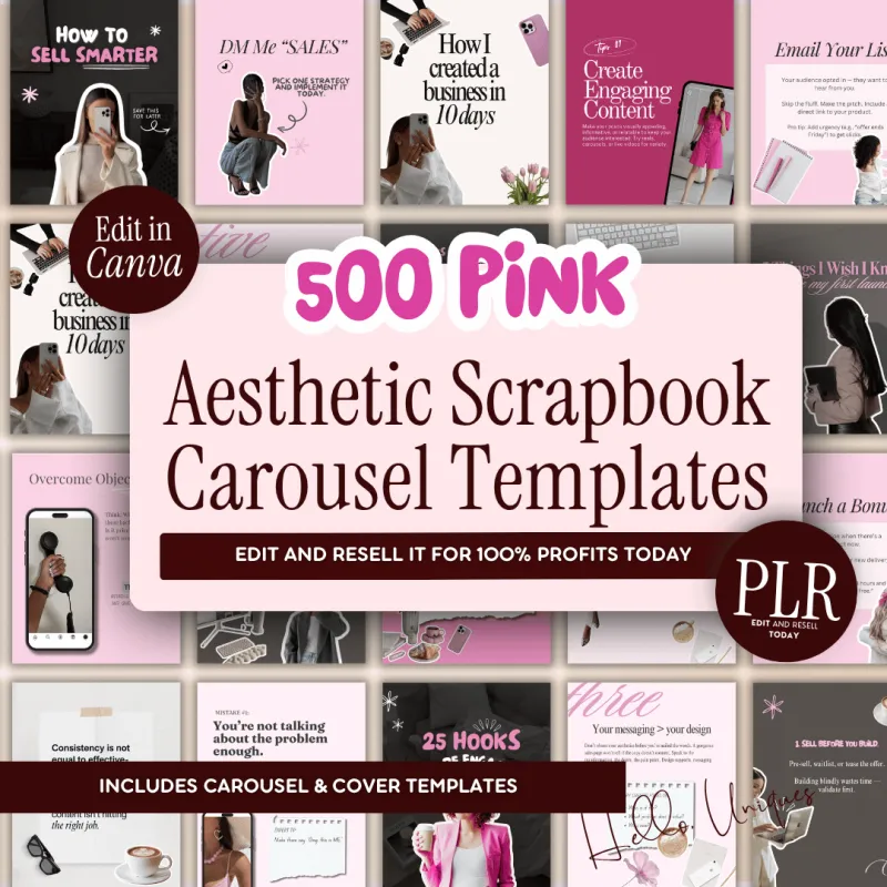 Pink Aesthetic Scrapbook Carousel Templates