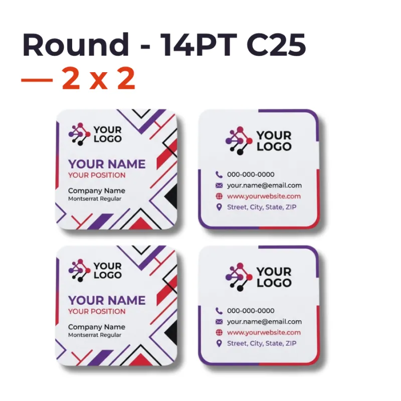 Standard Business Cards - Round - 14PT C25 — 2 x 2