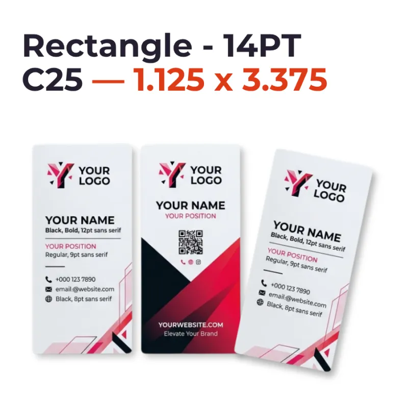 Standard Business Cards - Rectangle - 14PT C25 — 1.125 x 3.375