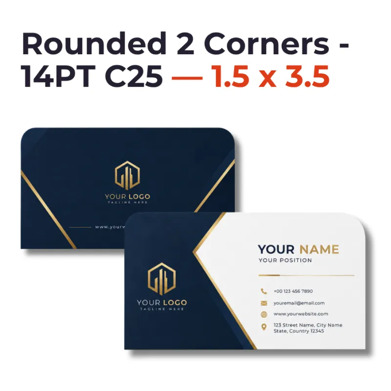 Standard Business Cards - Rounded 2 Corners - 14PT C25 — 1.5 x 3.5