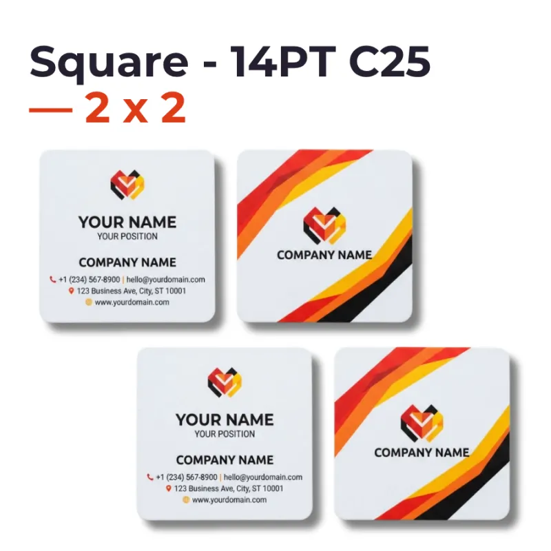 Standard Business Cards - Square - 14PT C25 — 2 x 2