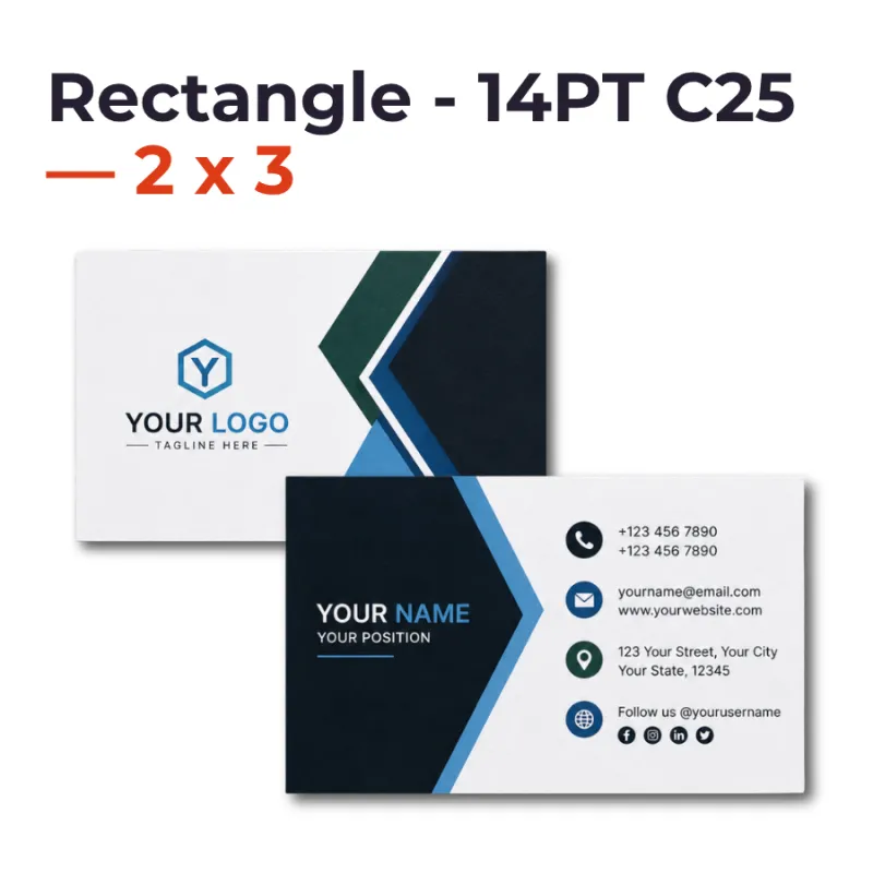 Standard Business Cards - Rectangle - 14PT C25 — 2 x 3