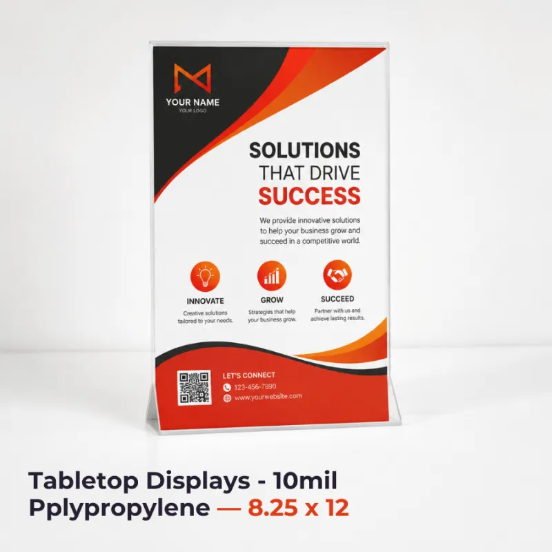Tabletop Displays - 10mil Pplypropylene — 8.25 x 12