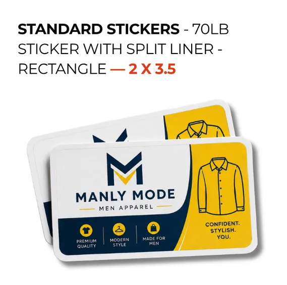 Standard Stickers- 70lb Sticker with split liner - Rectangle — 2 x 3.5