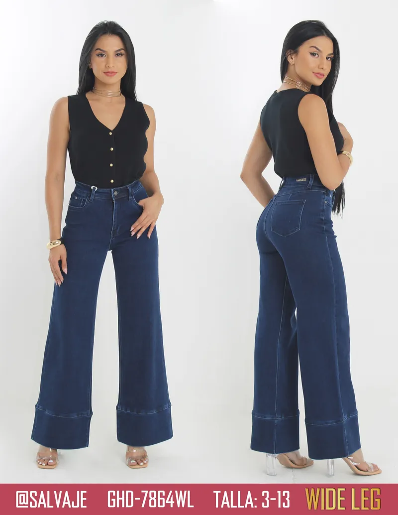 Salvaje Jean de Mujer Wide Leg Azul Oscuro GHD-7864WL