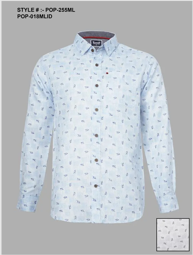 Silver Board Camisa de Hombre Celeste Plumas POP-255ML