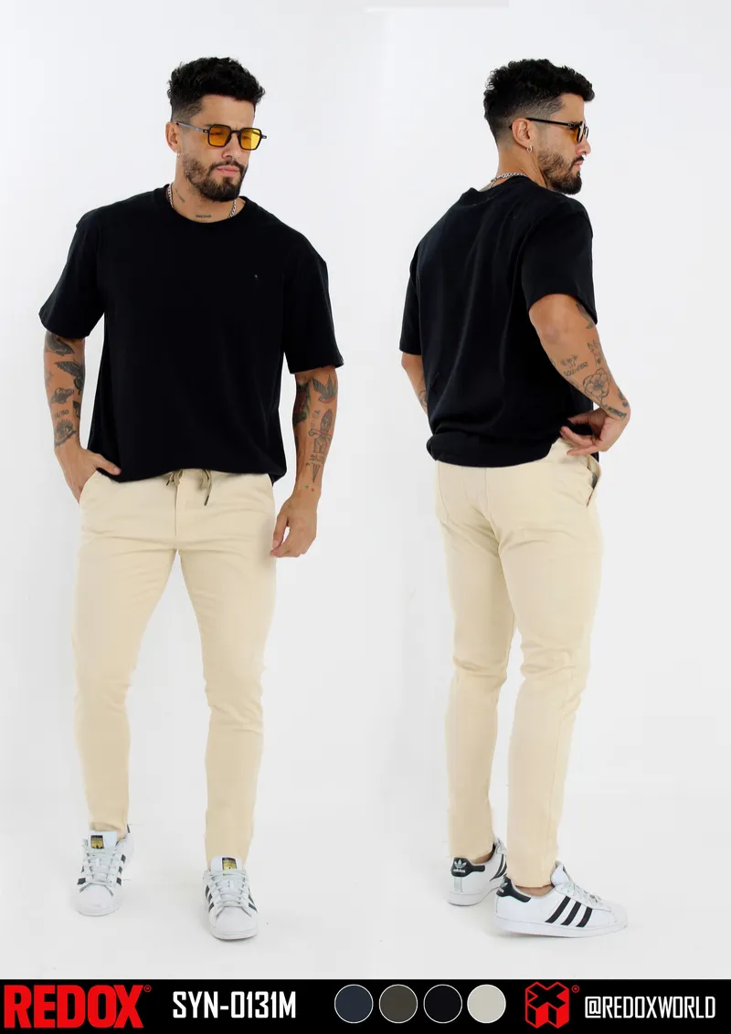 Redox Pantalon de Hombre Chino Crema SYN-0131M