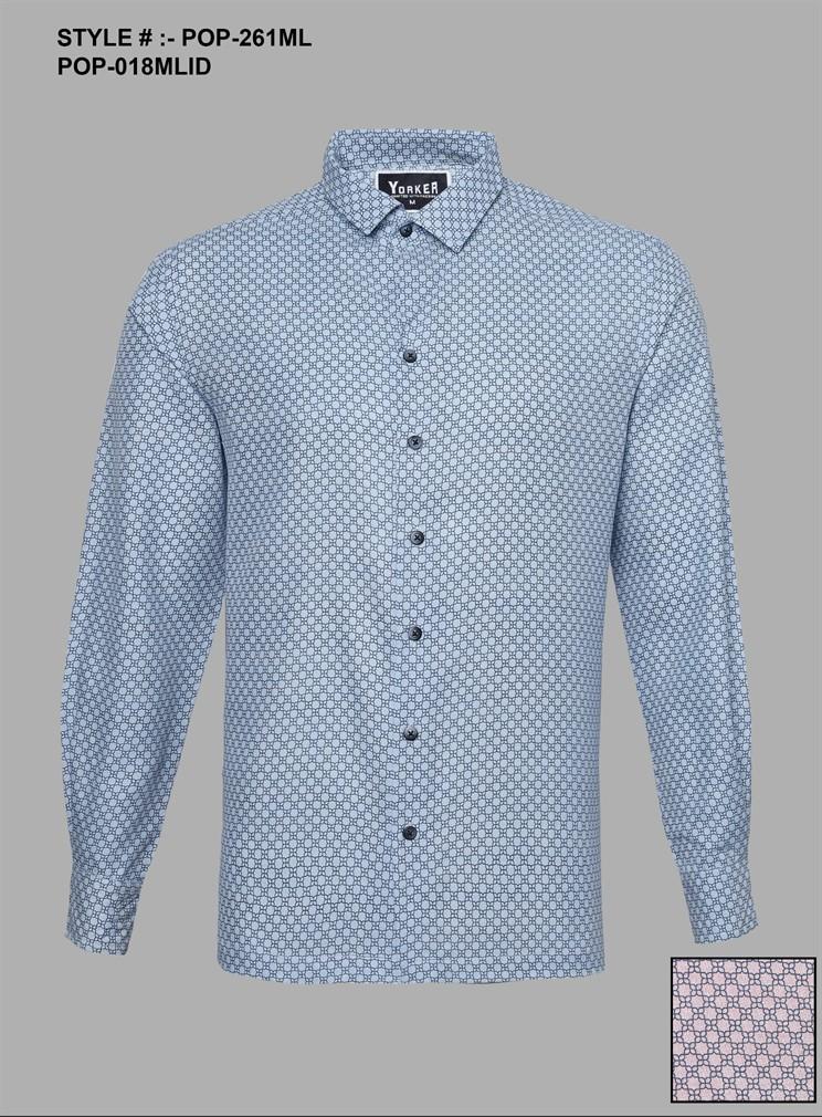 Silver Board Camisa de Hombre Azul Geometrica POP-261ML