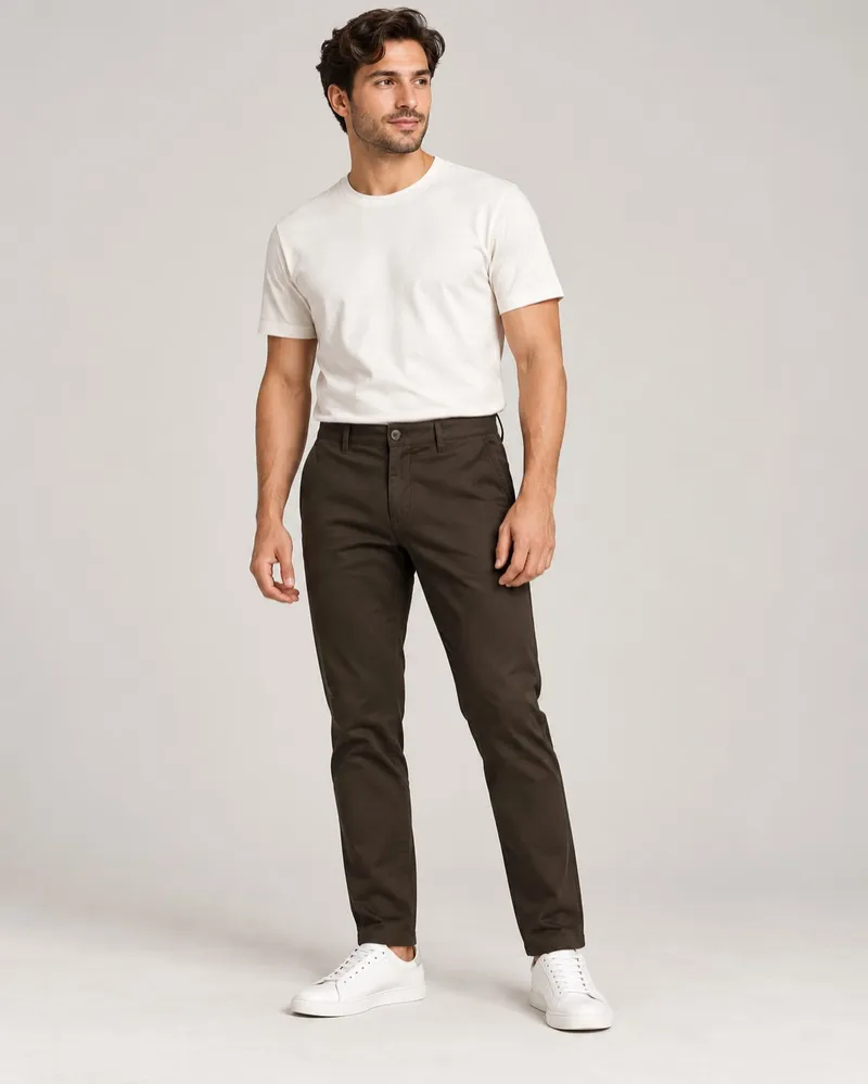 Vertikal Pantalon de Hombre Chino Marron Oscuro SYN-0143M