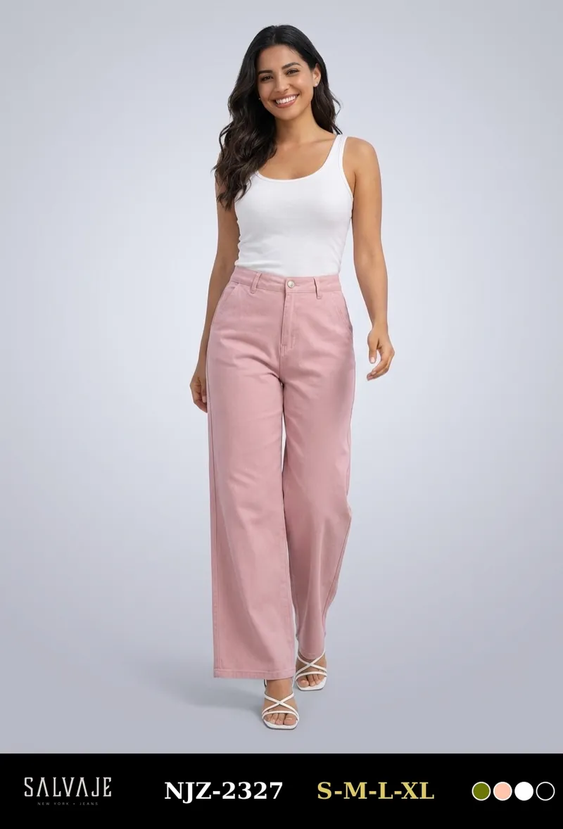 Salvaje Pantalon de Mujer Rosa Palazzo NJZ-2327