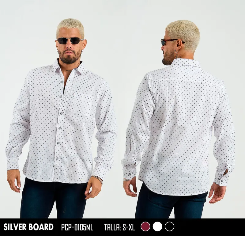 Silver Board Camisa de Hombre Blanca Puntos Rojos PCP-0105ML