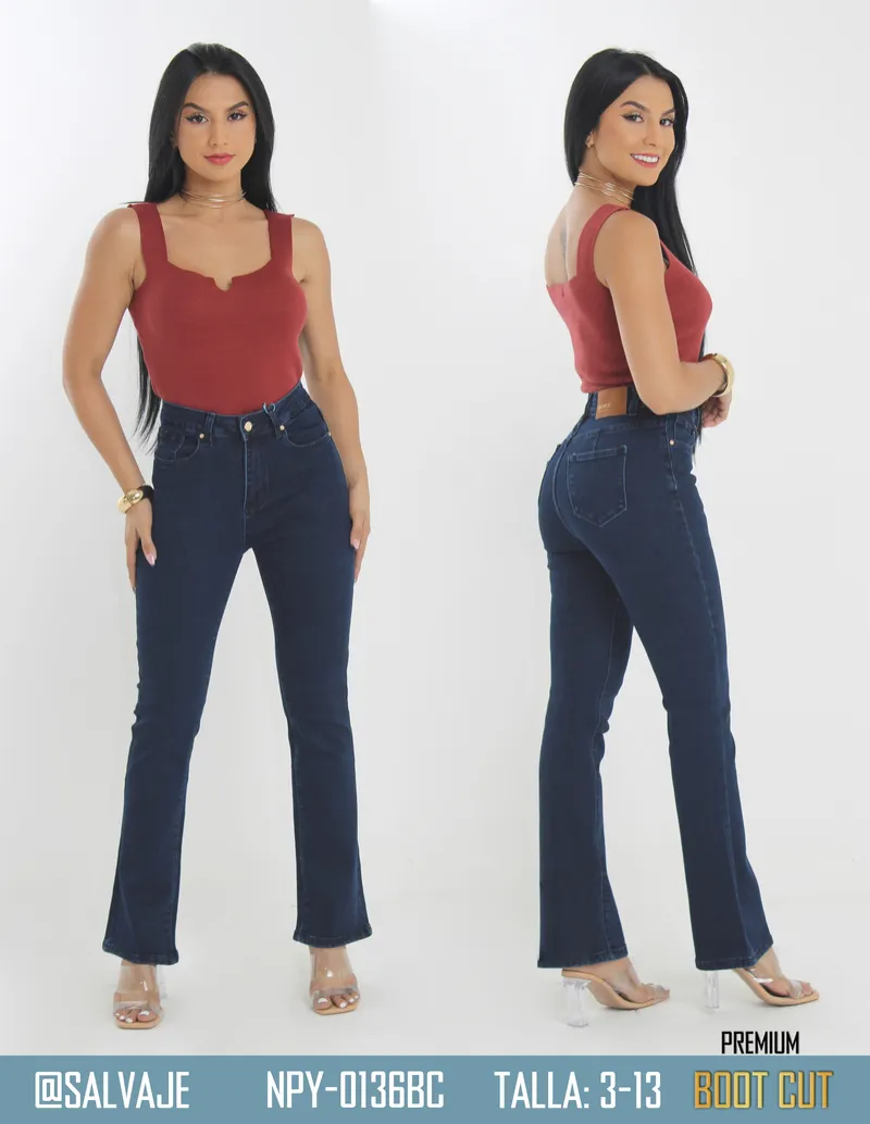 Salvaje Jean de Mujer Bootcut Premium Marino NPY-0136BC
