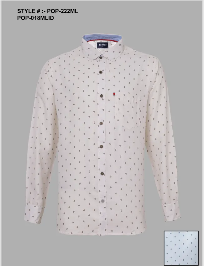 Silver Board Camisa de Hombre Crema Mini Estampa POP-222ML